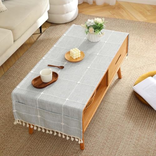 SIELUNO Couchtisch-Abdeckung, Bauernhaus-Stil, groß, kariert, 50,8 x 162,2 cm, Grau SIELUNO Couchtisch-Abdeckung, Bauernhaus-Stil, groß, kariert, 50,8 x 162,2 cm, Grau von SIELUNO