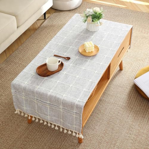 SIELUNO Couchtisch-Abdeckung, Bauernhaus-Stil, klein, kariert, 50,8 x 152,4 cm, Grau SIELUNO Couchtisch-Abdeckung, Bauernhaus-Stil, klein, kariert, 50,8 x 152,4 cm, Grau von SIELUNO