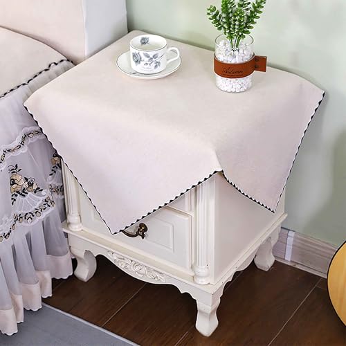 SIELUNO Nachttisch-Abdeckung, rechteckig, mit Quaste, geeignet für Nachttisch, TV, Mikrowelle, Waschmaschine, Kühlschrank, Staubschutz, 61 x 61 cm, Beige SIELUNO Nachttisch-Abdeckung, rechteckig, mit Quaste, geeignet für Nachttisch, TV, Mikrowelle, Waschmaschine, Kühlschrank, Staubschutz, 61 x 61 cm, Beige von SIELUNO