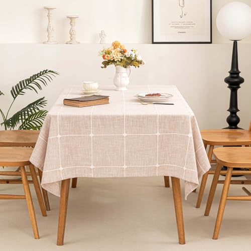 SIELUNO Rechteckige Tischdecke, rustikale Bauernhaus-Tischdecke, Baumwollleinen, wasserdicht, Stickerei, Stoff, Tischdecke für drinnen und draußen, Esstischdekoration, kariert, 137 x 137 cm SIELUNO Rechteckige Tischdecke, rustikale Bauernhaus-Tischdecke, Baumwollleinen, wasserdicht, Stickerei, Stoff, Tischdecke für drinnen und draußen, Esstischdekoration, kariert, 137 x 137 cm von SIELUNO
