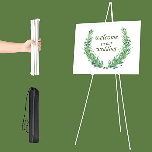 Weißer Staffelei-Ständer für Hochzeitsschild und Poster – 160 cm hohe Staffeleien für Displayhalter – zusammenklappbare, tragbare Posterstaffelei – Boden verstellbare Metallstaffelei Stativ von SIGN-W