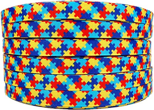 Autismus-Bewusstseinspuzzle, einseitig bedruckt, 0,9 cm, weißes Ripsband, 22,7 m/Rolle, 9 mm, Haarbastelzubehör Autismus-Bewusstseinspuzzle, einseitig bedruckt, 0,9 cm, weißes Ripsband, 22,7 m/Rolle, 9 mm, Haarbastelzubehör von SIGRIDEE
