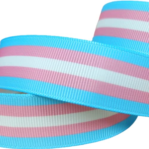 Einseitiges LGBTQ Streifen Transgender Pride Flagge gedruckt 2,2 cm weißes Ripsband Gay Pride Cheer 9,1 m von SIGRIDEE