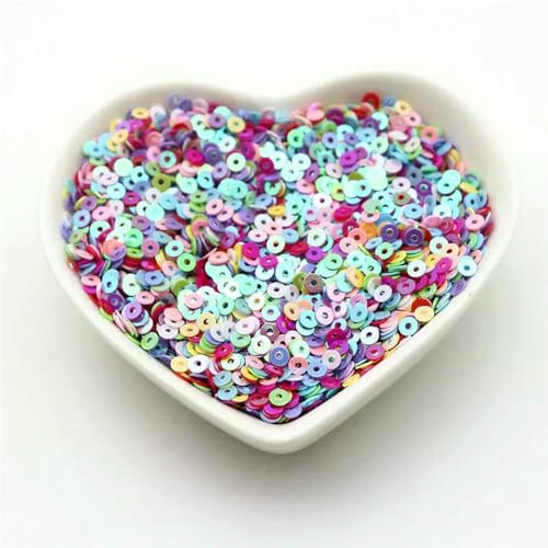 10 g einfarbige Pailletten, flach, rund, PVC, Kleidung und Schuhe, Zubehör, Heimwerker, flache Stücke, 3 mm, 4 mm, 5 mm, 6 mm von SIHAOYY