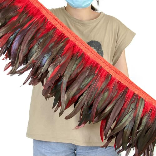Fransen mit Hahn, Fasanenfedern, 25–30 cm, Orange, 10 m, Karnevalskostüm, Verkleidung für Partykleidung und Dekoration von SIHAOYY