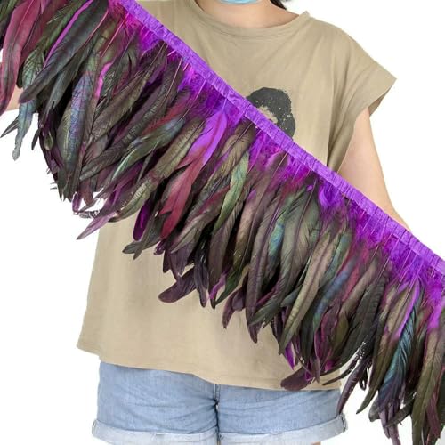Hahnenschwanz-Feder, Quastenborte für Hochzeit, Party, Kleid, Handwerk, Zubehör, Hahnfedern, 25–30 cm, 2 m Hahnenschwanz-Feder, Quastenborte für Hochzeit, Party, Kleid, Handwerk, Zubehör, Hahnfedern, 25–30 cm, 2 m von SIHAOYY