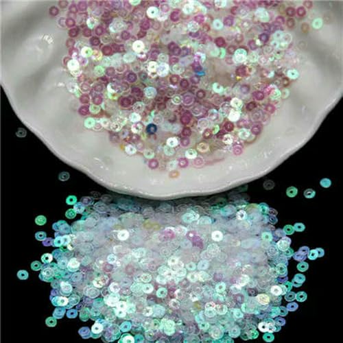 Lentejuelas para Coser Pailletten, flach, rund, lose Pailletten, Basteln, Nähen, Kleidung, Dekoration, DIY-Zubehör, 3 mm, 4 mm, 5 mm, 6 mm, 10 g/Beutel von SIHAOYY