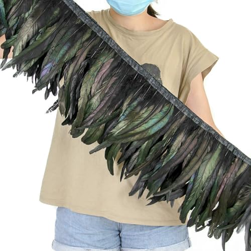 SIHAOYY (25–30 cm) Hühnerfeder-Schwanzbesatz, farbige Hahnenfedern für Bastelfransen, DIY-Kleidung, Band, Karnevalszubehör von SIHAOYY