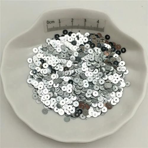 SIHAOYY 10 g Silberbasis, 3–8 mm, flache runde Pailletten, Glitzer-Pailletten für Kleidung, Schuhe, Kinder, DIY, Basteln, handgefertigtes Zubehör von SIHAOYY