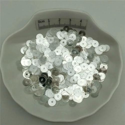 SIHAOYY 10 g Silberbasis, 3–8 mm, flache runde Pailletten, Glitzer-Pailletten für Kleidung, Schuhe, Kinder, DIY, Basteln, handgefertigtes Zubehör von SIHAOYY