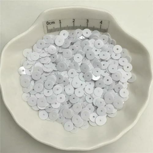 SIHAOYY 10 g Silberbasis, 3–8 mm, flache runde Pailletten, Glitzer-Pailletten für Kleidung, Schuhe, Kinder, DIY, Basteln, handgefertigtes Zubehör von SIHAOYY