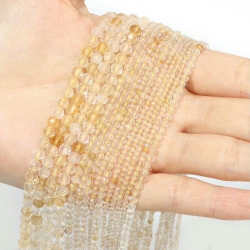 SIHAOYY 2 3 4 mm gelbe kleine Steinperlen, facettierter Citrin, Sonnenstein, Tigerauge, Achat, rund, lose Abstandshalter, Perlen, zum Basteln, für Armbänder, Schmuckherstellung, 4,1 m SIHAOYY 2 3 4 mm gelbe kleine Steinperlen, facettierter Citrin, Sonnenstein, Tigerauge, Achat, rund, lose Abstandshalter, Perlen, zum Basteln, für Armbänder, Schmuckherstellung, 4,1 m von SIHAOYY