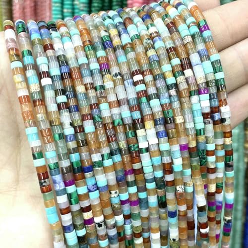 SIHAOYY 2 x 3 mm flache Zylinder-Achate, Lapislazuli, Tigerauge, Jaspis, Abstandshalter für Schmuckherstellung, Armband, Naturstein SIHAOYY 2 x 3 mm flache Zylinder-Achate, Lapislazuli, Tigerauge, Jaspis, Abstandshalter für Schmuckherstellung, Armband, Naturstein von SIHAOYY