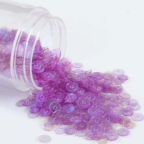 SIHAOYY Transparente flache runde Pailletten, 2–6 mm, zum Nähen, Hochzeitskleid-Zubehör, Nagelkunst, Damen-Kleidung, Nähmaterial, 10 g/Beutel von SIHAOYY
