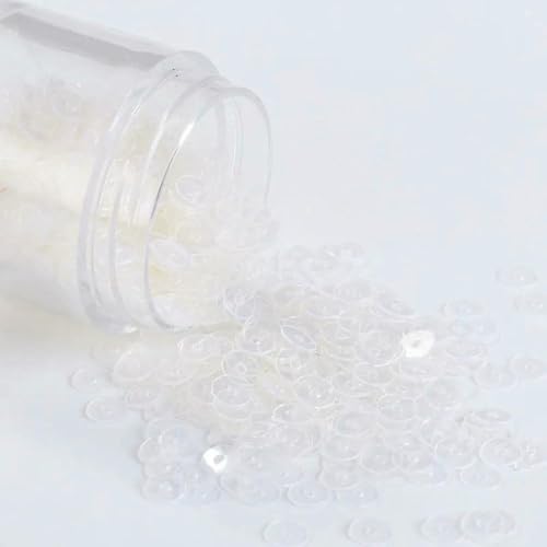 SIHAOYY Transparente flache runde Pailletten, 2–6 mm, zum Nähen, Hochzeitskleid-Zubehör, Nagelkunst, Damen-Kleidung, Nähmaterial, 10 g/Beutel von SIHAOYY