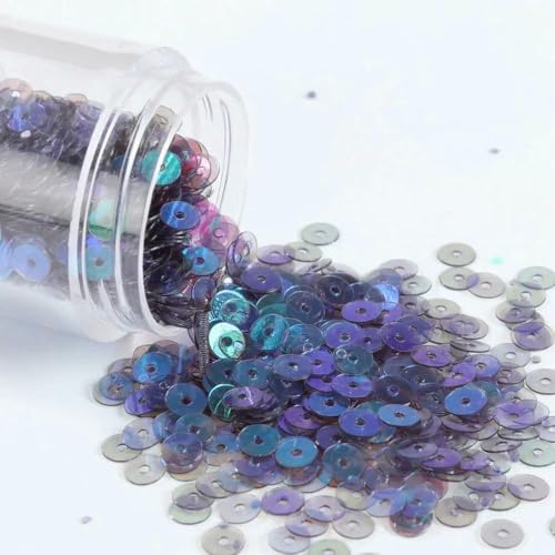 SIHAOYY Transparente flache runde Pailletten, 2–6 mm, zum Nähen, Hochzeitskleid-Zubehör, Nagelkunst, Damen-Kleidung, Nähmaterial, 10 g/Beutel von SIHAOYY
