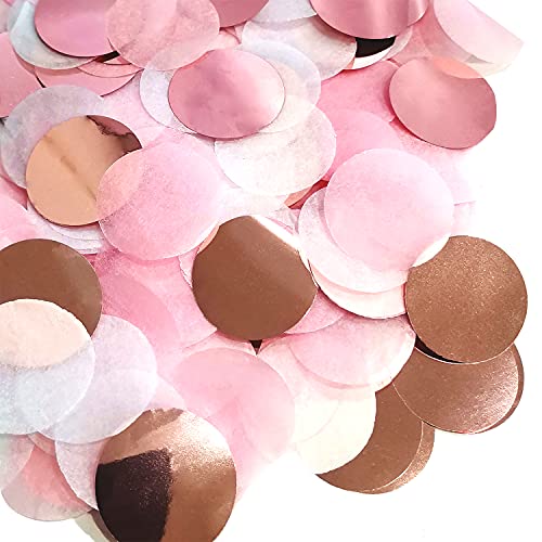 SIKAMARU 6000 Stück Roségold 2,5 cm Konfetti Party Geburtstag Deko Hochzeit Jubiläum Rund Papier Folie (Roségold, Weiß, Hellrosa) von SIKAMARU