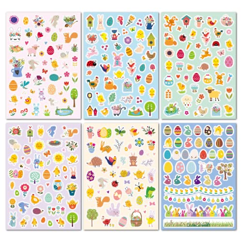 Ostereier Aufkleber, SILARLAIT 281PCS Aufkleber zu Ostern - Osterhasen Ostereier Küken Blumen - Sticker Set Osterdeko für Kinder, Osteraufkleber für Gästebuch, Karten, Fotoalbum, Geschenke (Grün) von SILARLAIT