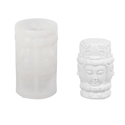 Buddha Silikon-Kerzenform, 3D Silikonform für handgefertigte Gipskunst, Kerzengießformen für die Herstellung von Kerzen, Harz-Säulenaromatherapie, Tonkunst und Ornamentherstellung (Viergesichtige) von SILICANDO