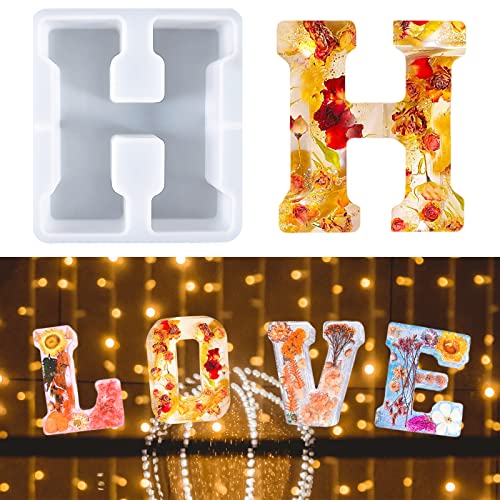Große Buchstabenform für Harz, Alphabet Epoxidharz Form, 3D-Silikonform, A bis Z Kuchenform, DIY-Kristall-Wortkunst-Harzform, Dekorationsform für Geburtstagsfeier, Weihnachts (H) von SILICANDO