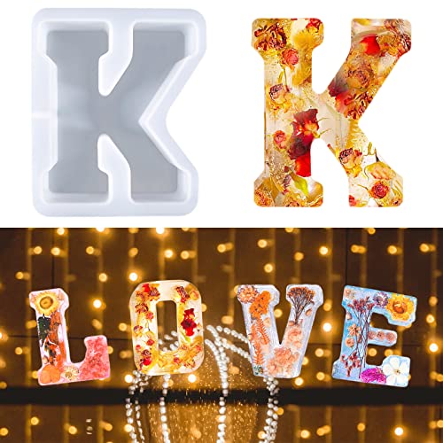 Große Buchstabenform für Harz, Alphabet Epoxidharz Form, 3D-Silikonform, A bis Z Kuchenform, DIY-Kristall-Wortkunst-Harzform, Dekorationsform für Geburtstagsfeier, Weihnachts (K) von SILICANDO