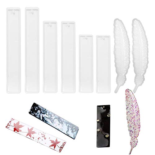 Rechteckige Feder-Lesezeichen-Harz-Formen, 8 Stück, Silikon-Formen für Epoxidharz, Schmuck, DIY, Handwerk von SILICANDO