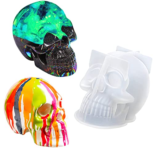 Totenkopf Epoxidharz Formen, 3D Epoxidharz Silikonform, Halloween Schädel Silikonform, Silikon Epoxy Gießform für Geschenke DIY Handwerk, Heimtextilien Dekoration für Haus von SILICANDO