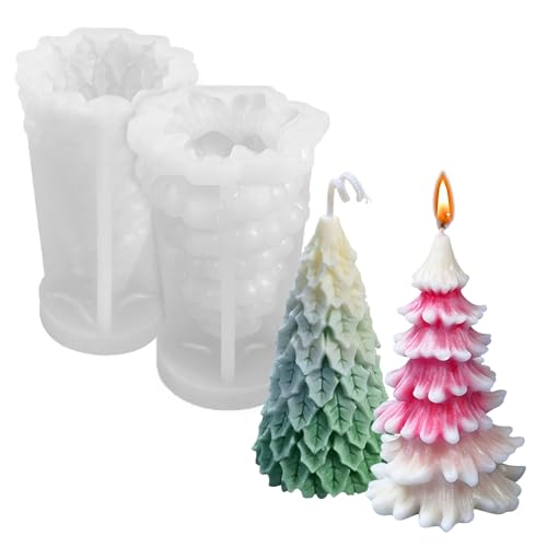 Weihnachtsbaum-Silikonform, 3D-Kerzengießformen für handgemachte Kerzenherstellung, für DIY-Aromatherapie-Wachskerzen, Seifen, Tonhandwerk, Heim- und Partydekoration, für mehrfache Verwendung (2PCS) von SILICANDO