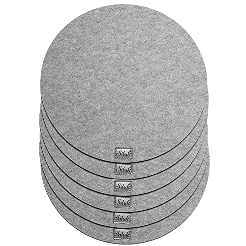 6-Teiliges Set aus Filz Tischuntersetzer Platzset Tischläufer, Platzdeckchen abwaschbar Filzmatte (Rund 6 STK., Grau) von SILUK