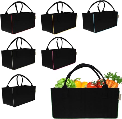 Filztasche Einkaufskorb Einkaufstasche, Filztaschen Shopper, Groß Multifunktional Filzkorb zur Aufbewahrung (Modell 2 Rechteck Grün) von SILUK