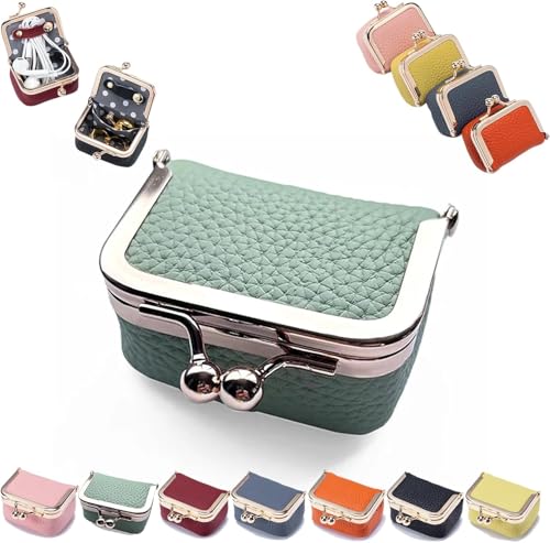 SIMAIT Mini-Schmuckschatulle aus echtem Leder, Geldbörse im Vintage-Stil mit Kussverschluss, Reise-Schmuckschatulle aus Leder, Mini-Geldbörse für Ringe, Ohrringe und Halsketten SIMAIT Mini-Schmuckschatulle aus echtem Leder, Geldbörse im Vintage-Stil mit Kussverschluss, Reise-Schmuckschatulle aus Leder, Mini-Geldbörse für Ringe, Ohrringe und Halsketten von SIMAIT