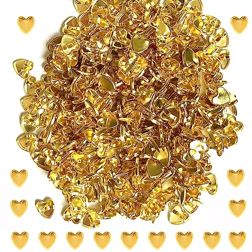 SIMBLOOM 300 Stück Mini Herzförmige Brads Musterklammern Herz Metall 8MM Verschlussklammern Gold Klammern Musterbeutelklammern Bastelklammern für DIY Scrapbooking Basteln (A) von SIMBLOOM
