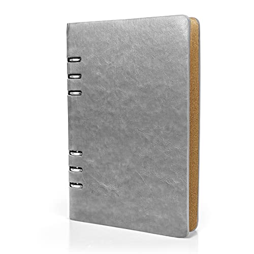 A5-Leder-Notizbuch, nachfüllbar, recyceltes Tagebuch, 6 Löcher, Ringe, lose Tasche, Leder, nachfüllbar, Hardcover, Tagebuch, Notizbuch für Reisen, Mädchen, Jungen, Damen, Herren, Erwachsene (Grau) A5-Leder-Notizbuch, nachfüllbar, recyceltes Tagebuch, 6 Löcher, Ringe, lose Tasche, Leder, nachfüllbar, Hardcover, Tagebuch, Notizbuch für Reisen, Mädchen, Jungen, Damen, Herren, Erwachsene (Grau) von SIMDAO
