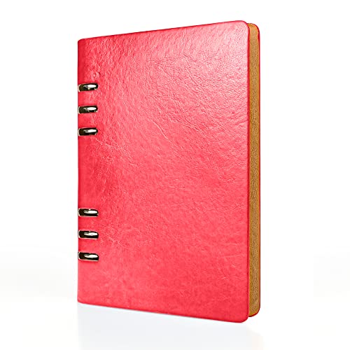 A5-Leder-Notizbuch, nachfüllbar, recyceltes Tagebuch, 6 Löcher, Ringe, lose Tasche, Leder, nachfüllbar, Hardcover, Tagebuch, Notizbuch für Reisen, Mädchen, Jungen, Damen, Herren, Erwachsene (Rosa) A5-Leder-Notizbuch, nachfüllbar, recyceltes Tagebuch, 6 Löcher, Ringe, lose Tasche, Leder, nachfüllbar, Hardcover, Tagebuch, Notizbuch für Reisen, Mädchen, Jungen, Damen, Herren, Erwachsene (Rosa) von SIMDAO