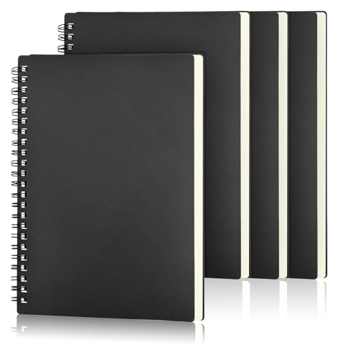 A5 Notizblock, 4 Stück Spiral-Notizbuch A5, liniertes Papier, 20 x 14 cm, 80 Blatt/160 Seiten, Spiral-Notizbücher, Hardcover-Notizblock für Büro, Schule, Business, Schwarz A5 Notizblock, 4 Stück Spiral-Notizbuch A5, liniertes Papier, 20 x 14 cm, 80 Blatt/160 Seiten, Spiral-Notizbücher, Hardcover-Notizblock für Büro, Schule, Business, Schwarz von SIMDAO