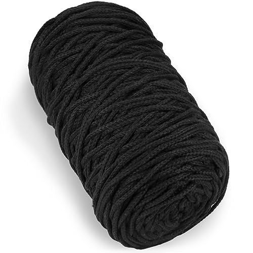 1 PCS 200g schwarzes Baumwollgarn hohl gestrickt Häkelgarn, 164 Yards Stoff Garn Runde Seil Garn für DIY Handtasche Handtasche Korb Kissen Häkeln Tasche 1 PCS 200g schwarzes Baumwollgarn hohl gestrickt Häkelgarn, 164 Yards Stoff Garn Runde Seil Garn für DIY Handtasche Handtasche Korb Kissen Häkeln Tasche von SIMEIQI