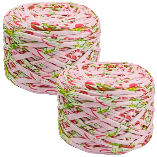 2 Stück 800 g T-Shirt-Garn, elastisches Stoff-Häkeltuch, Garn für DIY-Stricken, 130 Meter, Spaghetti-Garn, dickes Strickgarn für Handarbeiten, Taschen, Korb, Kissen, Häkelprojekte, Heimdekoration von SIMEIQI
