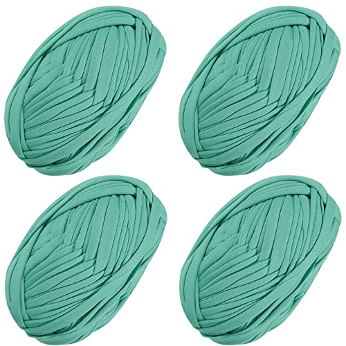 4 PCS Anfänger T-Shirt Garn Elastischer Stoff für DIY Stricken, Spaghetti Garn Dicke Strickgarn für Hand DIY Tasche Decke Kissen Häkeln Projekte, Home Decor (Mintgrün) von SIMEIQI
