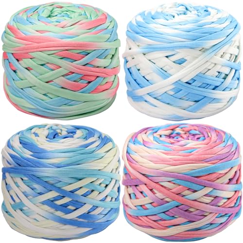 4 Stück 800 g T-Shirt-Garn, elastischer Stoff, Häkeltuch, Garn für DIY-Stricken, Spaghetti, dickes Stricken für Handarbeiten, Taschen, Korb, Kissen, Häkelprojekte, Heimdekoration B 4 Stück 800 g T-Shirt-Garn, elastischer Stoff, Häkeltuch, Garn für DIY-Stricken, Spaghetti, dickes Stricken für Handarbeiten, Taschen, Korb, Kissen, Häkelprojekte, Heimdekoration B von SIMEIQI