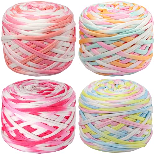 4 Stück 800 g T-Shirt-Garn, elastischer Stoff, Häkeltuch, Garn für DIY-Stricken, Spaghetti, dickes Stricken für Handarbeiten, Taschen, Korb, Kissen, Häkelprojekte, Heimdekoration C 4 Stück 800 g T-Shirt-Garn, elastischer Stoff, Häkeltuch, Garn für DIY-Stricken, Spaghetti, dickes Stricken für Handarbeiten, Taschen, Korb, Kissen, Häkelprojekte, Heimdekoration C von SIMEIQI