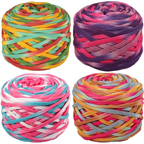 4 Stück 800 g T-Shirt-Garn, elastischer Stoff, Häkeltuch, Garn für DIY-Stricken, Spaghetti, dickes Stricken für Handarbeiten, Taschen, Korb, Kissen, Häkelprojekte, Heimdekoration D 4 Stück 800 g T-Shirt-Garn, elastischer Stoff, Häkeltuch, Garn für DIY-Stricken, Spaghetti, dickes Stricken für Handarbeiten, Taschen, Korb, Kissen, Häkelprojekte, Heimdekoration D von SIMEIQI