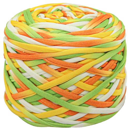 400 g T-Shirt-Garn, elastisches Stoff-Häkeltuchgarn zum Häkeln, 127 m, Spaghetti-Stricken für Handtasche, Korb, Kissen, Häkelprojekte, Heimdekoration 01 von SIMEIQI
