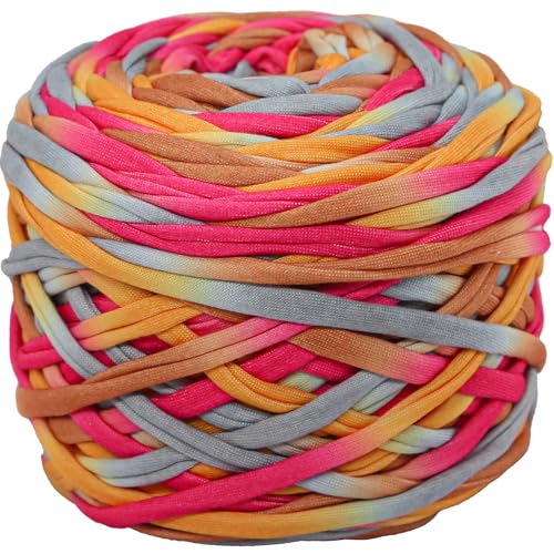 400 g T-Shirt-Garn, elastisches Stoff-Häkeltuchgarn zum Häkeln, 127 m, Spaghetti-Stricken für Handtasche, Korb, Kissen, Häkelprojekte, Heimdekoration 02 von SIMEIQI