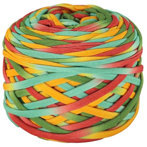 400 g T-Shirt-Garn, elastisches Stoff-Häkeltuchgarn zum Häkeln, 127 m, Spaghetti-Stricken für Handtasche, Korb, Kissen, Häkelprojekte, Heimdekoration 03 von SIMEIQI