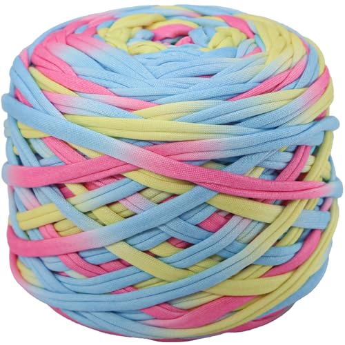 400 g T-Shirt-Garn, elastisches Stoff-Häkeltuchgarn zum Häkeln, 127 m, Spaghetti-Stricken für Handtasche, Korb, Kissen, Häkelprojekte, Heimdekoration 04 von SIMEIQI