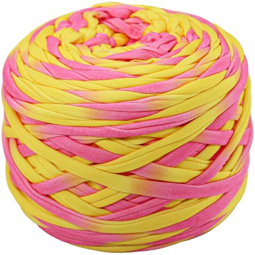 400 g T-Shirt-Garn, elastisches Stoff-Häkeltuchgarn zum Häkeln, 127 m, Spaghetti-Stricken für Handtasche, Korb, Kissen, Häkelprojekte, Heimdekoration 08 von SIMEIQI
