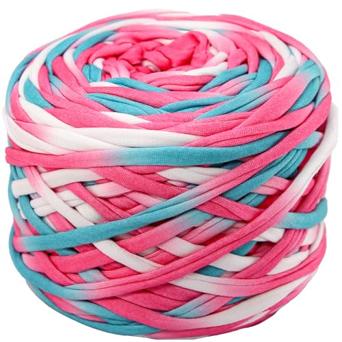 400 g T-Shirt-Garn, elastisches Stoff-Häkeltuchgarn zum Häkeln, 127 m, Spaghetti-Stricken für Handtasche, Korb, Kissen, Häkelprojekte, Heimdekoration 11 von SIMEIQI
