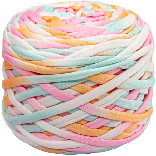 400 g T-Shirt-Garn, elastisches Stoff-Häkeltuchgarn zum Häkeln, 130 Meter, Spaghetti-Stricken für Handtasche, Korb, Kissen, Häkelprojekte, Heimdekoration, 14 von SIMEIQI