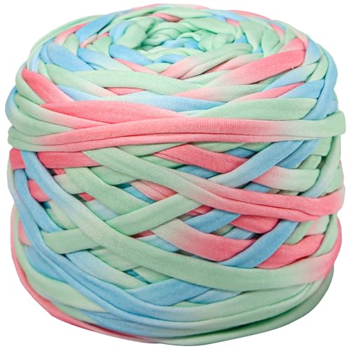 400 g T-Shirt-Garn, elastisches Stoff-Häkeltuchgarn zum Häkeln, 130 Meter, Spaghetti-Stricken für Handtasche, Korb, Kissen, Häkelprojekte, Heimdekoration 21 von SIMEIQI