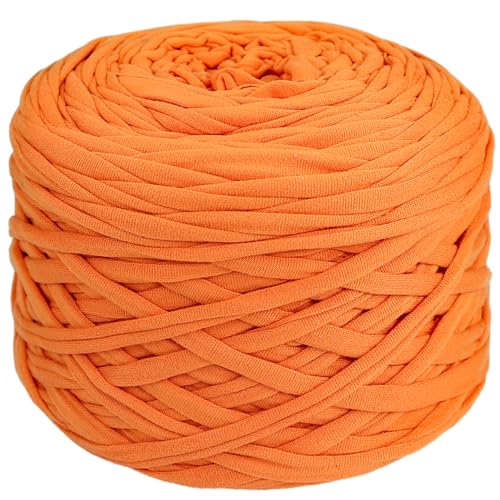 400g T-Shirt Garn Elastische Stoff für DIY Stricken, 130 Yards Spaghetti Garn Dicke für Hand DIY Tasche Korb Kissen Häkeln Projekte, Home Decor (Orange) von SIMEIQI